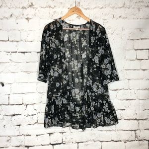 American Eagle Floral Kimono Sheer Cardigan